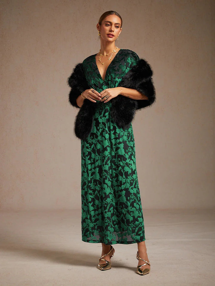V-Neck Floral Maxi Dress