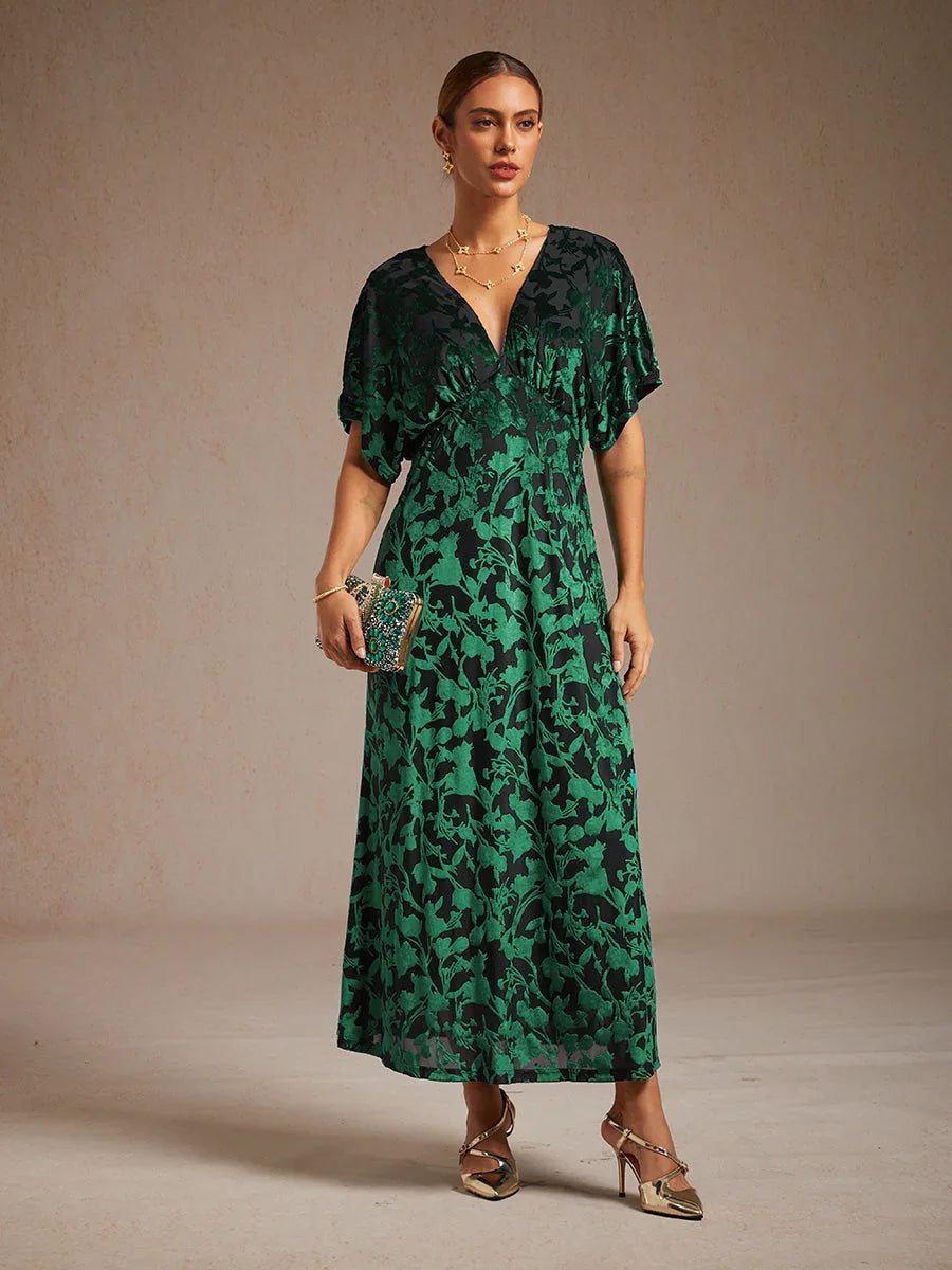 V-Neck Floral Maxi Dress
