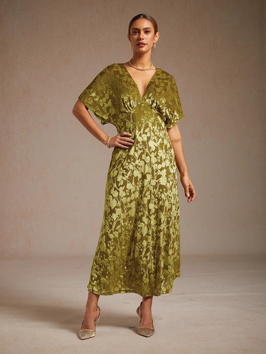 V-Neck Floral Maxi Dress