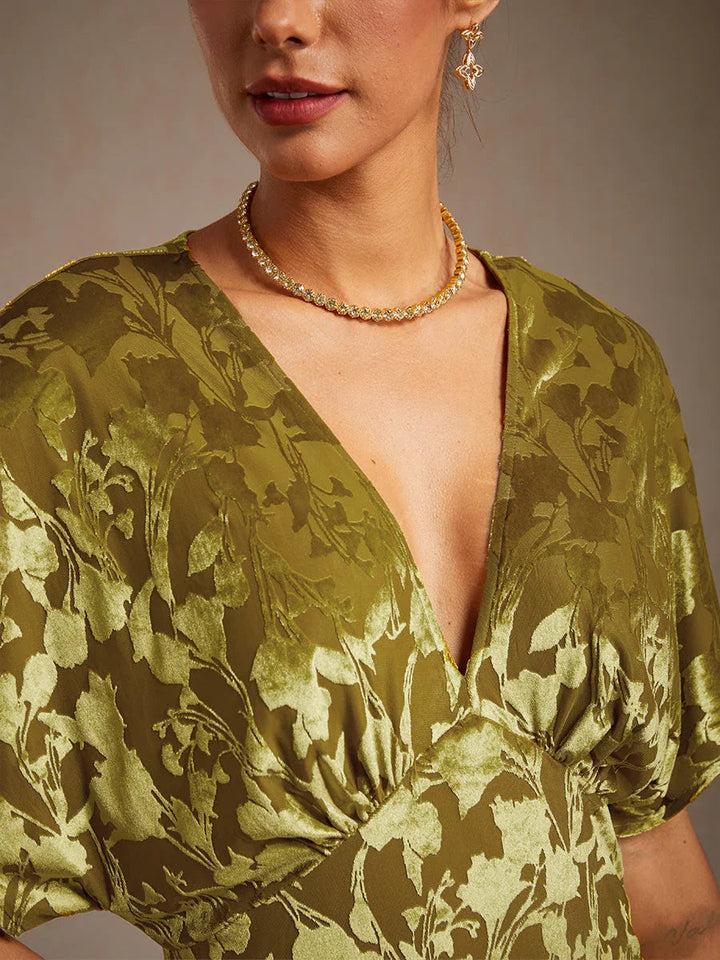 V-Neck Floral Maxi Dress