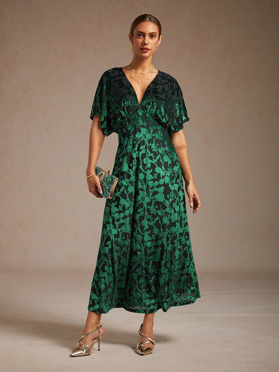 V-Neck Floral Maxi Dress