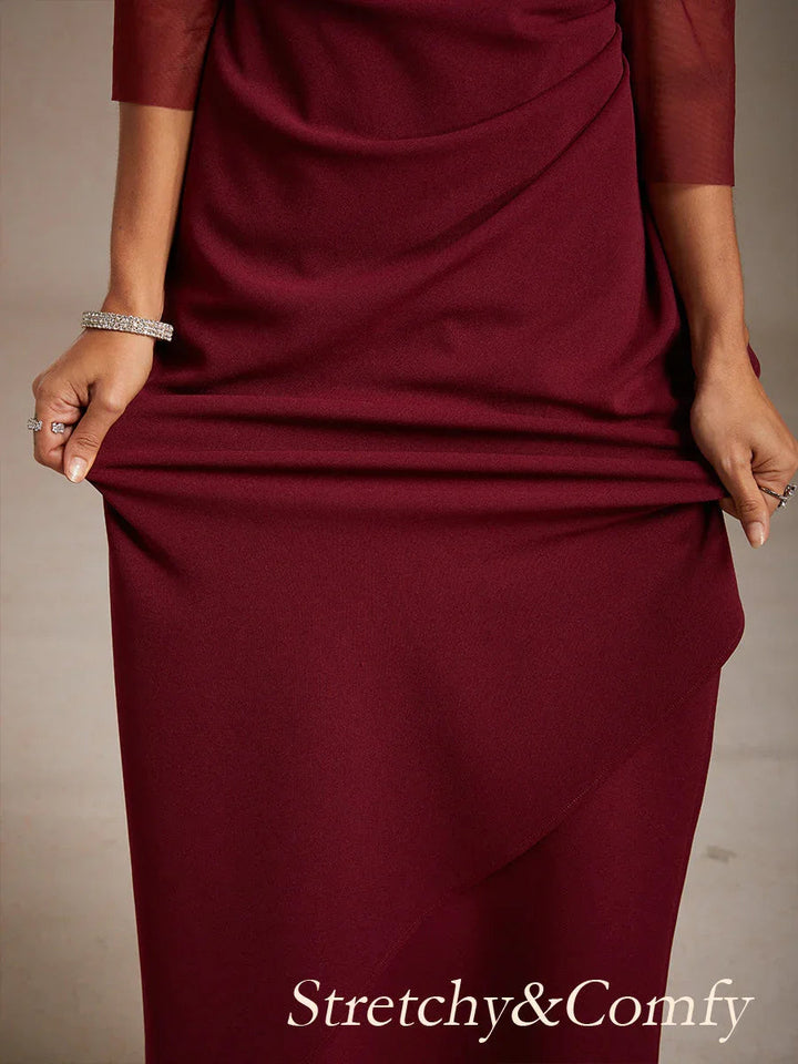 Elegant Beaded Illusion Neckline Formal Dress