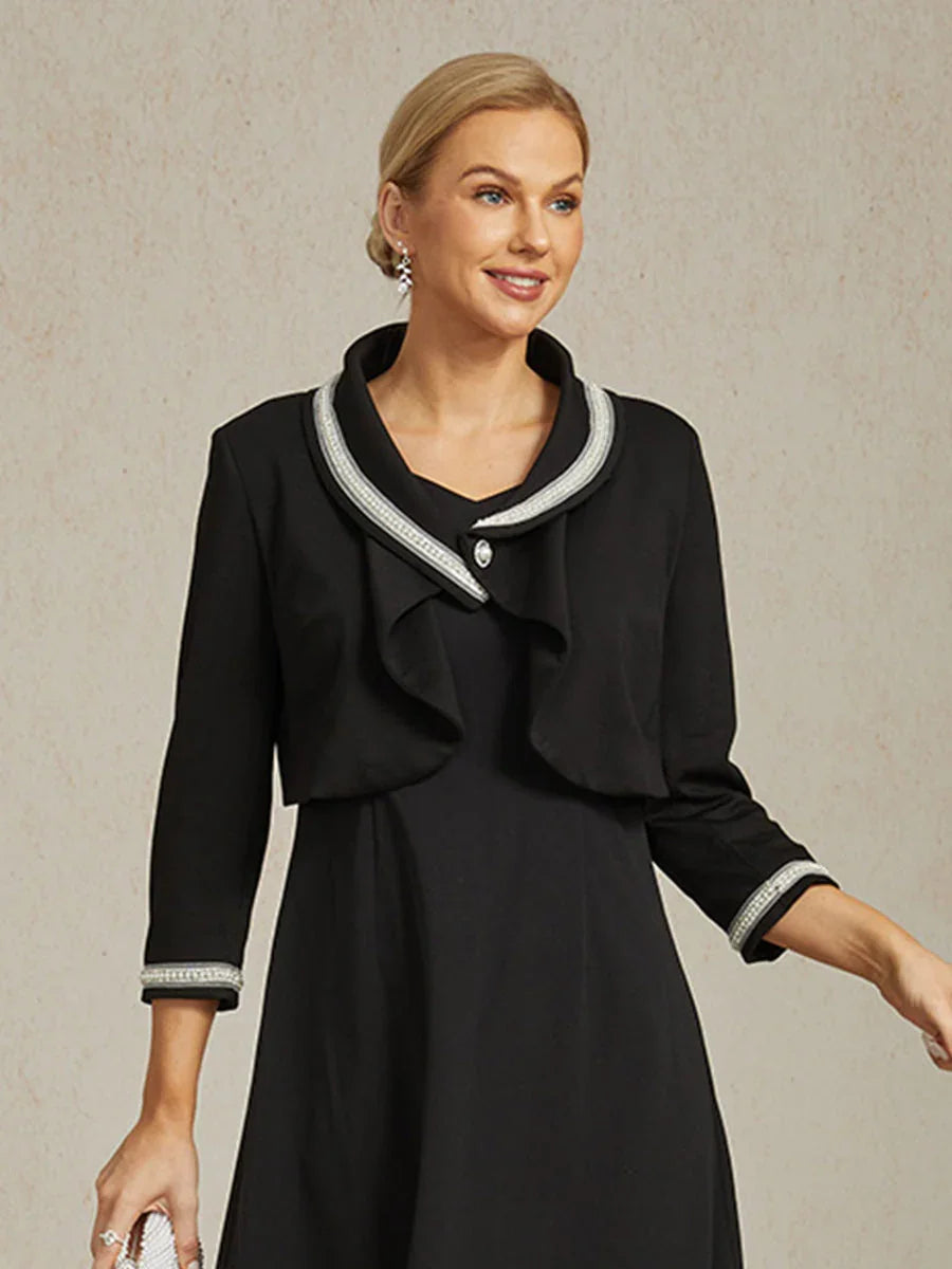 Elegant Stretch Beaded Jacket with Two-Way Styling