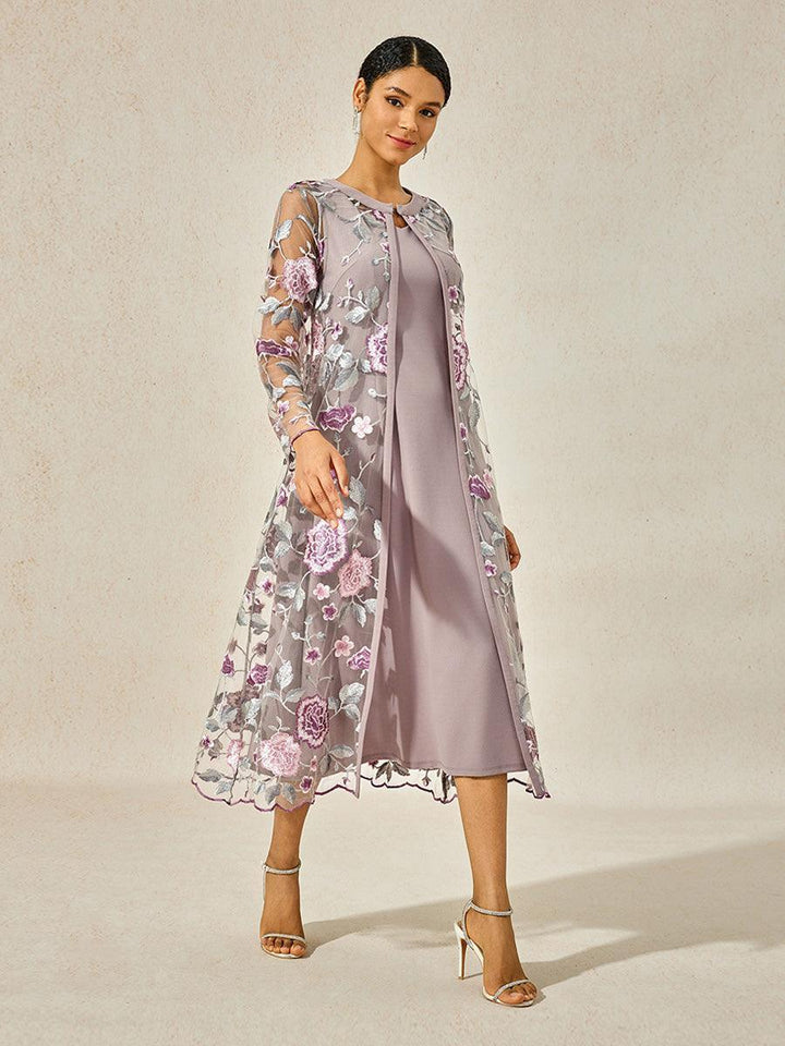 A-line Dress With Embroidered Lace Jacket