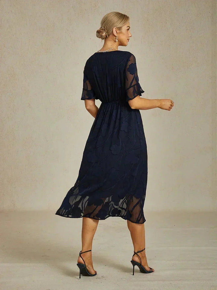 Ruffle Flutter Lace Maxi Dress