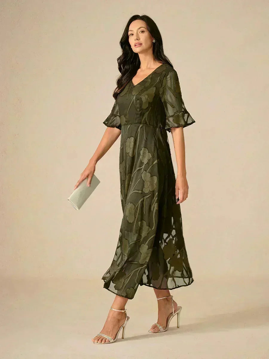 Floral Midi Semi Formal Dress