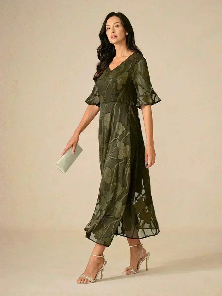 Floral Midi Semi Formal Dress