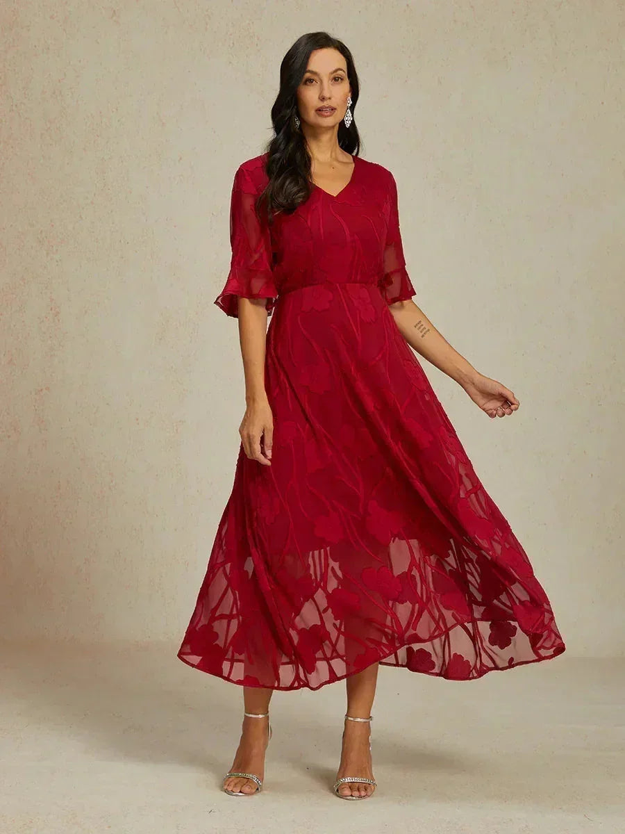 Floral Midi Semi Formal Dress