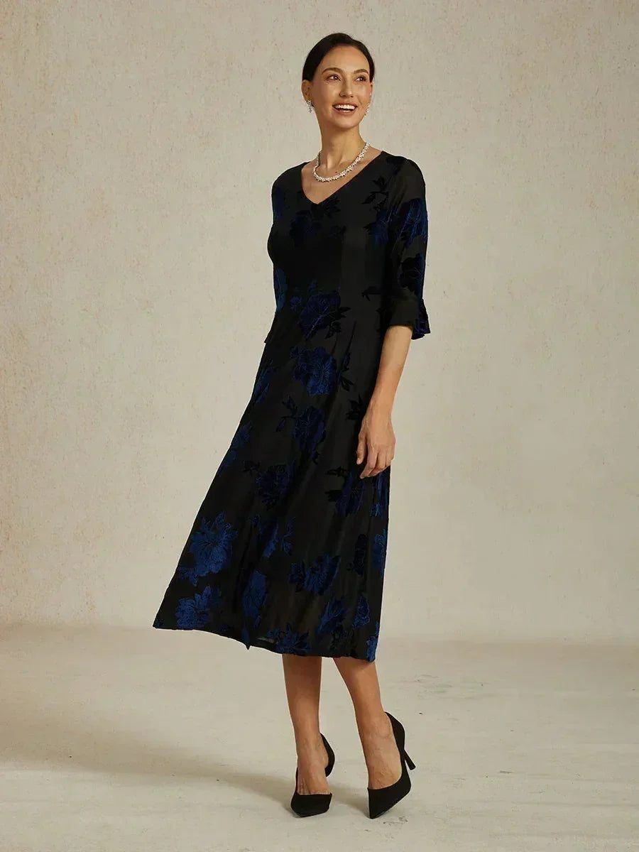 Floral A-Line Dress with Flutter Sleeves