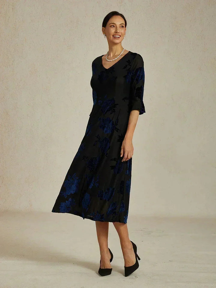 Floral A-Line Dress with Flutter Sleeves