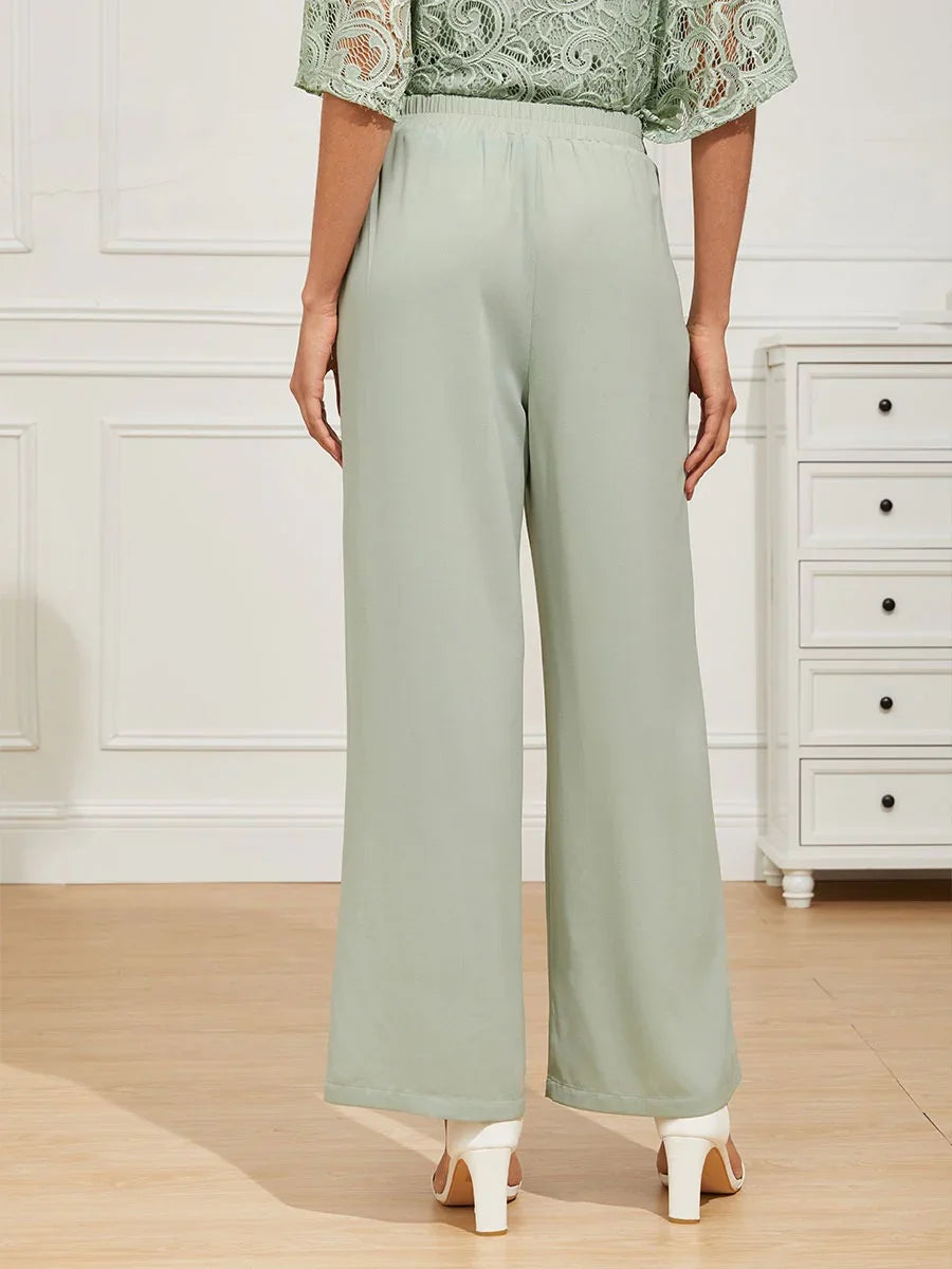 Elegant Lace Batwing Sleeve Top And Pant Suits