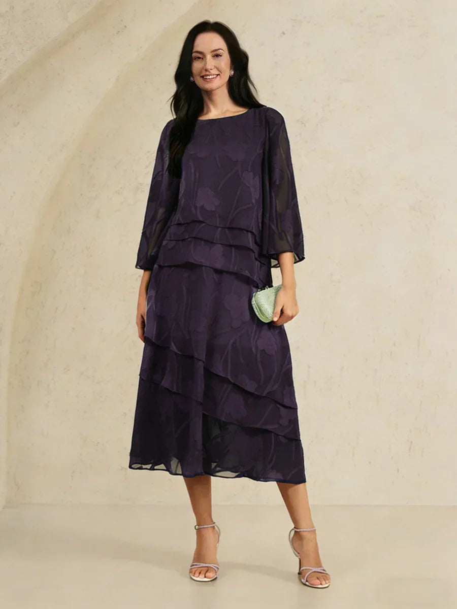 Floral Chiffon Blouse And Midi Skirt Set
