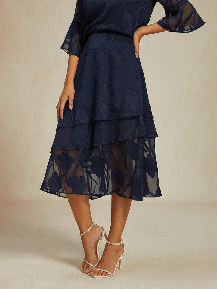 Dressy Chiffon Asymmetric Hem Tops And Skirts Suit