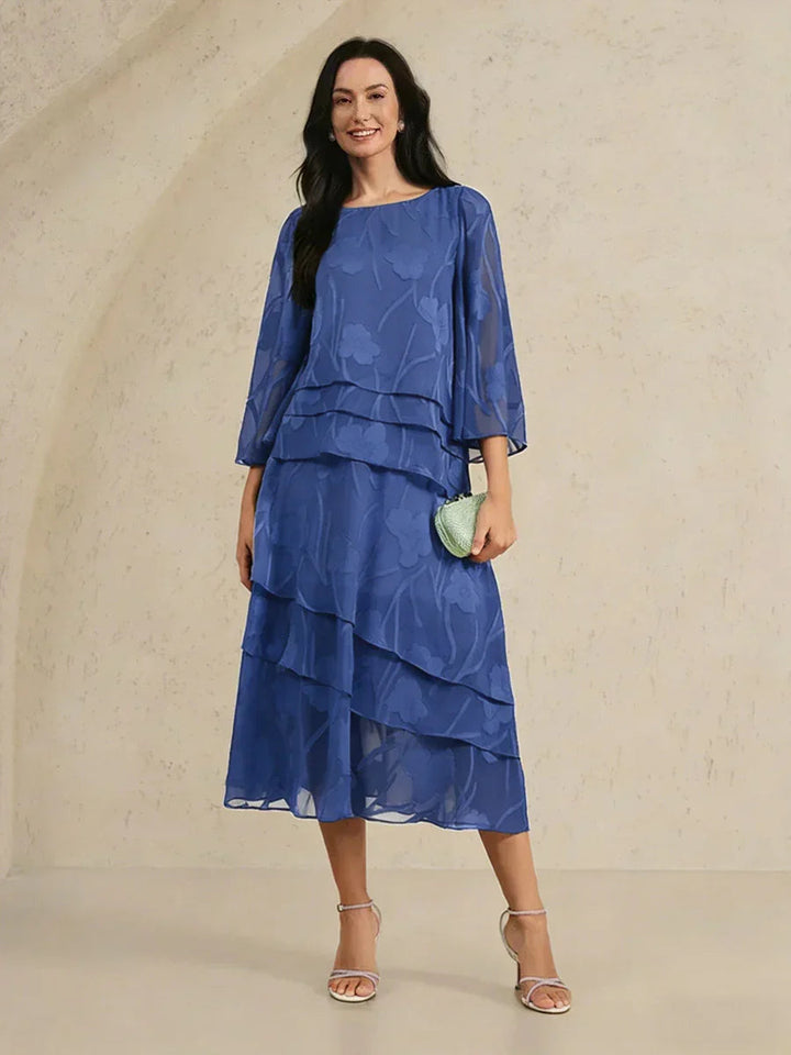 Floral Chiffon Blouse And Midi Skirt Set