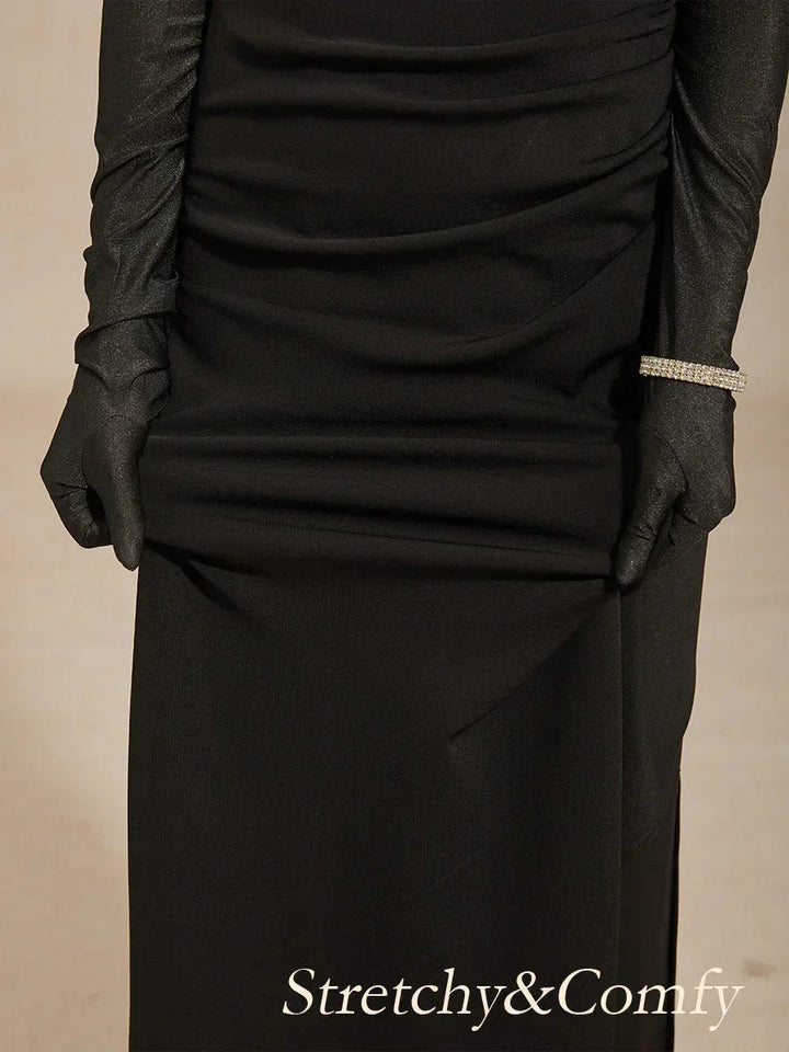 Sleeveless Matte Satin Dress with Lace Detail