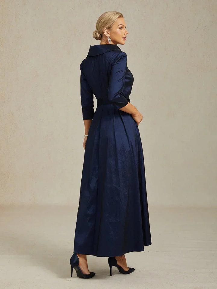 Stretch Taffeta Cocktail Dress with Tie Belt