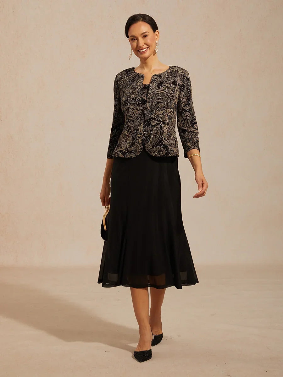 Paisley Jacket Dress with Subtle Sequin Detail