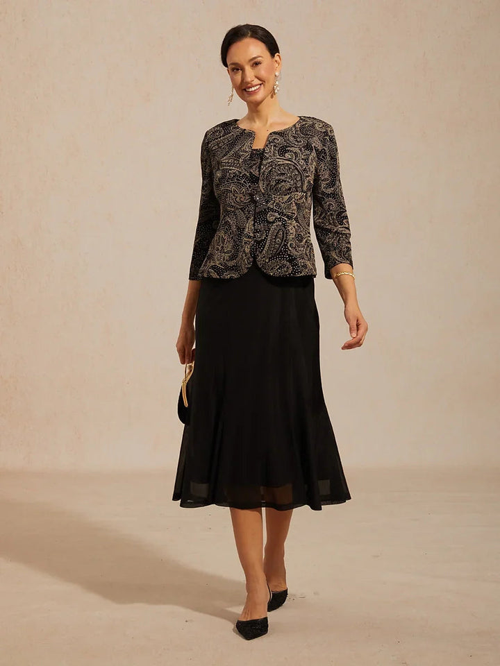 Paisley Jacket Dress with Subtle Sequin Detail