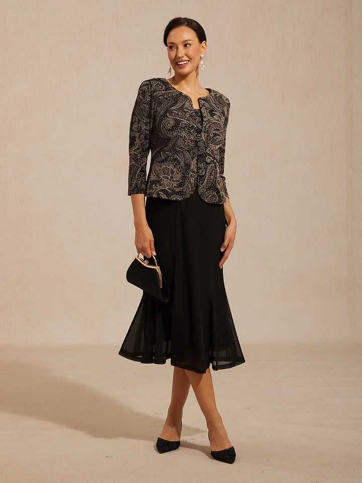 Paisley Jacket Dress with Subtle Sequin Detail