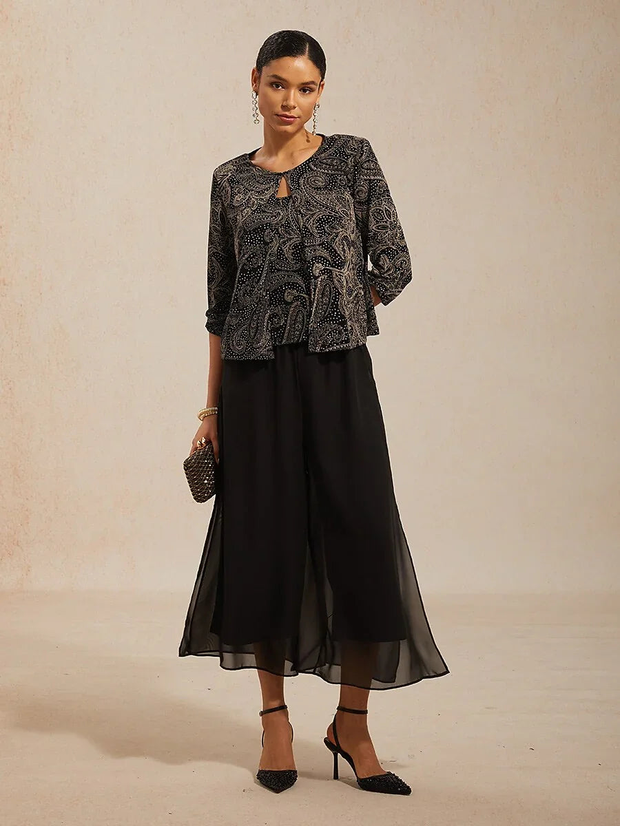 Paisley Knit Top with Subtle Sequin Detail