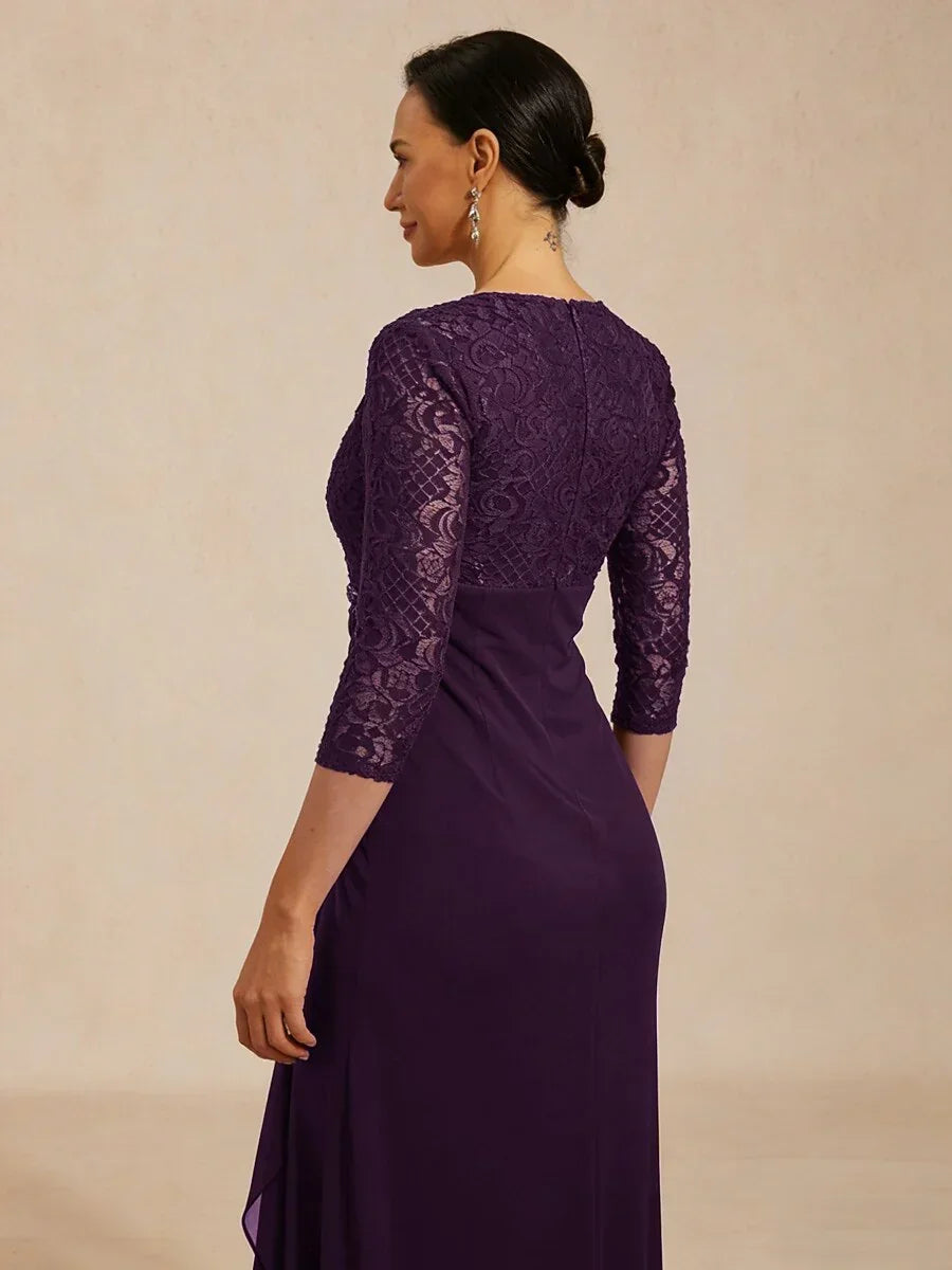 Lace A-Line Empire Waist Dress with Beaded Detail
