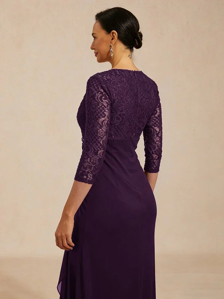 Lace A-Line Empire Waist Dress with Beaded Detail