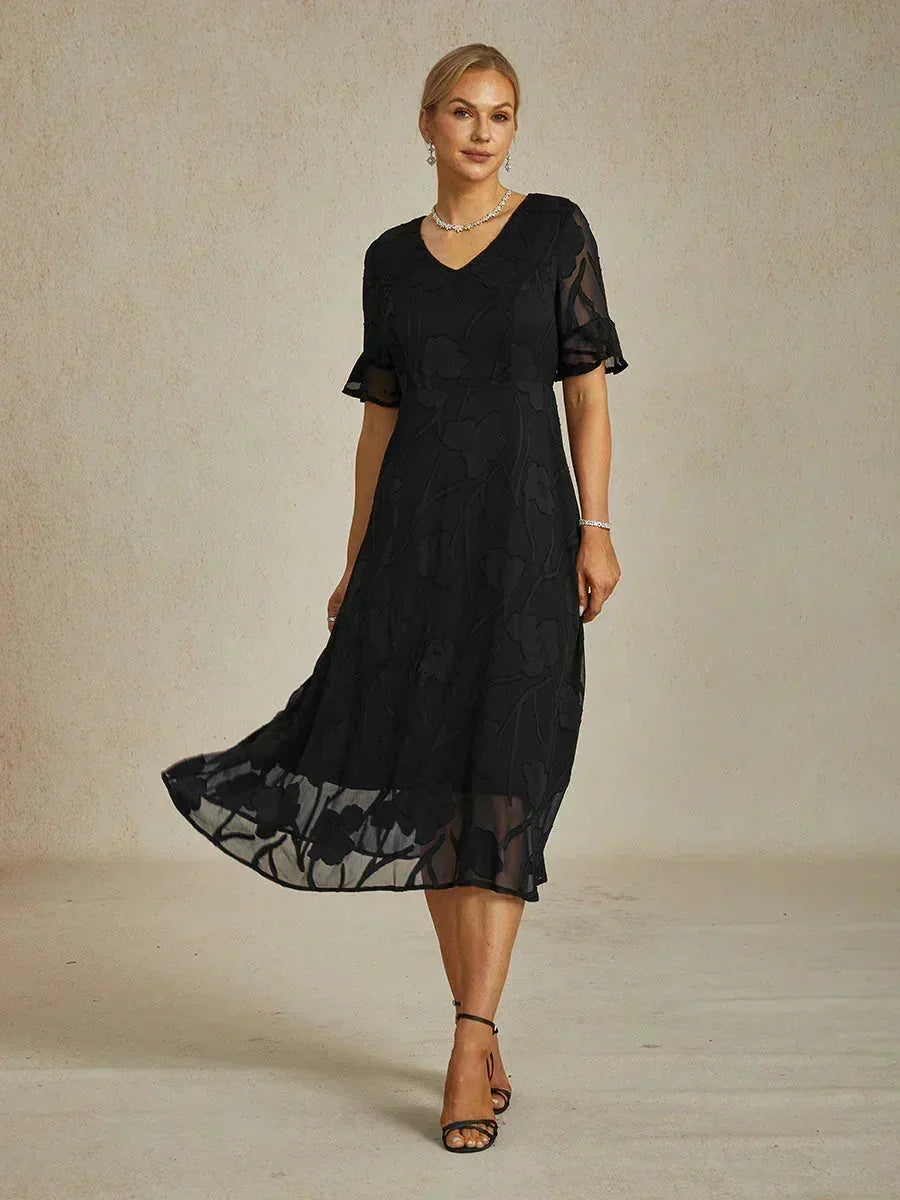 Ruffle Flutter Lace Maxi Dress