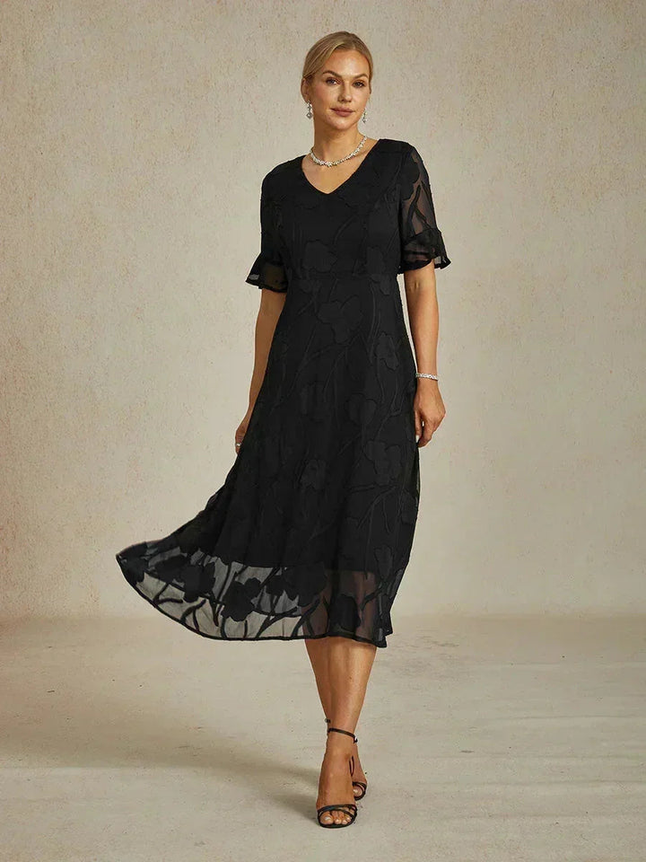 Ruffle Flutter Lace Maxi Dress