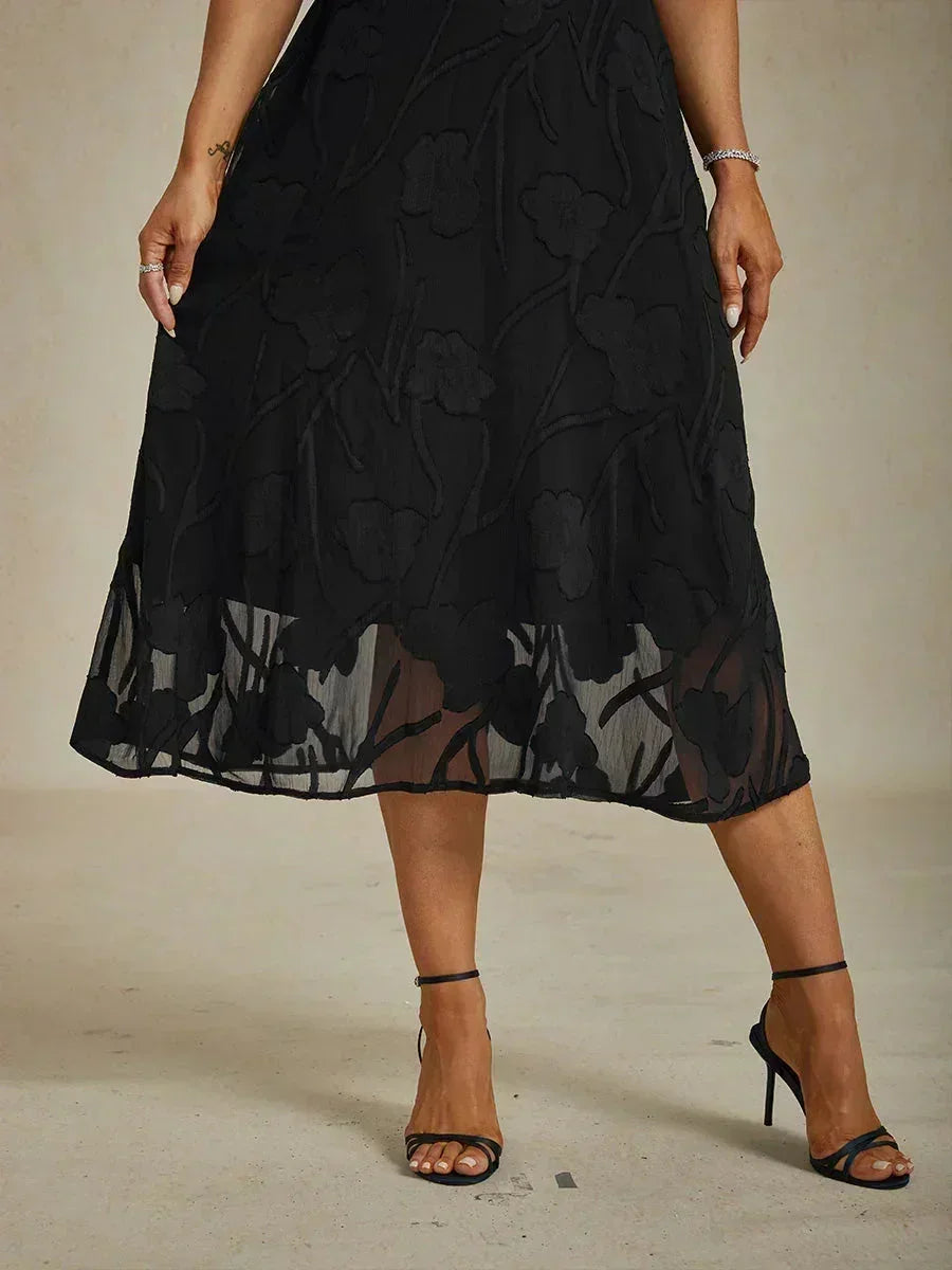 Ruffle Flutter Lace Maxi Dress