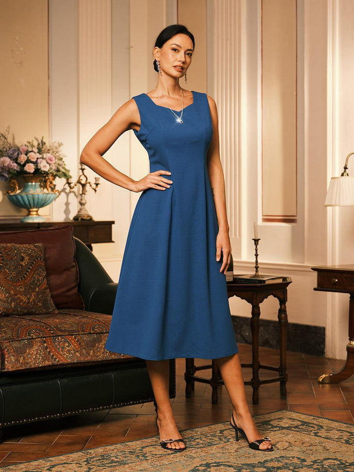 Sleeveless Sheath Midi Black Dress