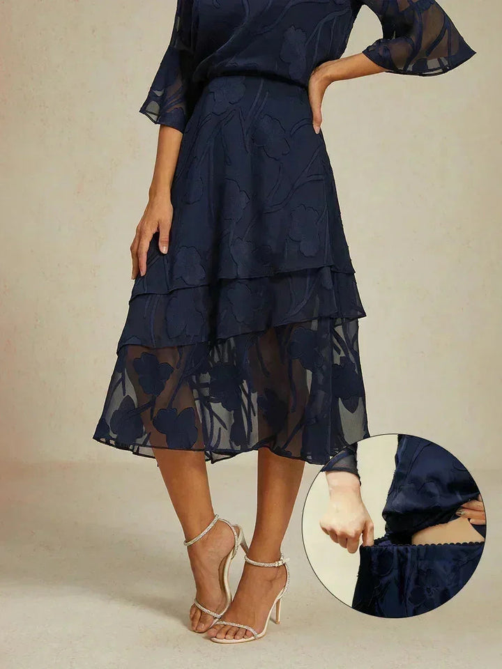 Floral Chiffon Midi Skirt