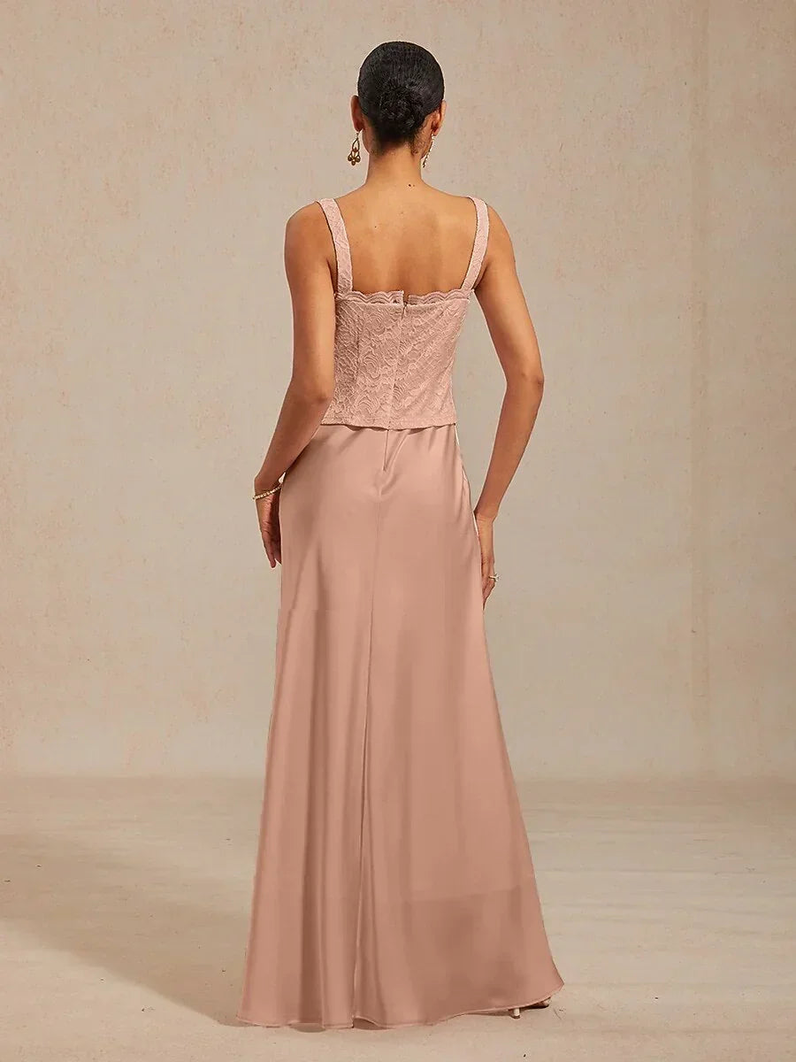 A-Line Lace Jacket Dress with Satin Slip
