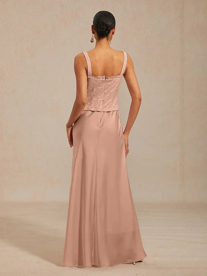 A-Line Lace Jacket Dress with Satin Slip