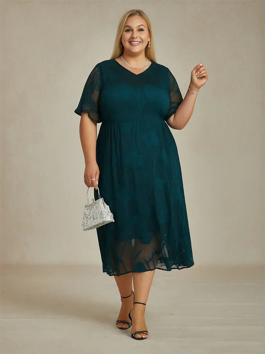 Ruffle Flutter Lace Maxi Dress