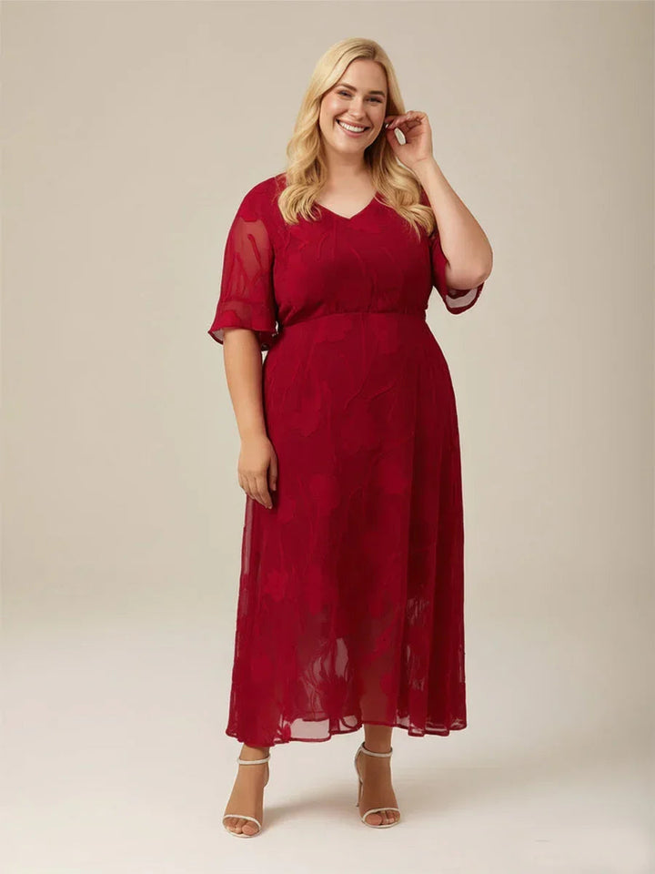 Ruffle Flutter Lace Maxi Dress