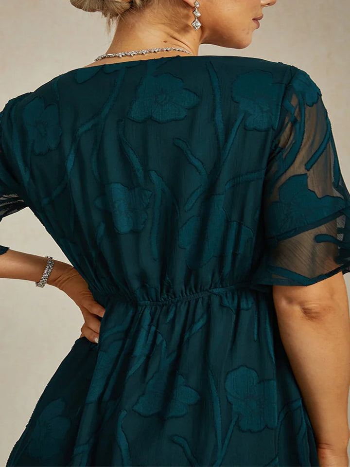 Ruffle Flutter Lace Maxi Dress