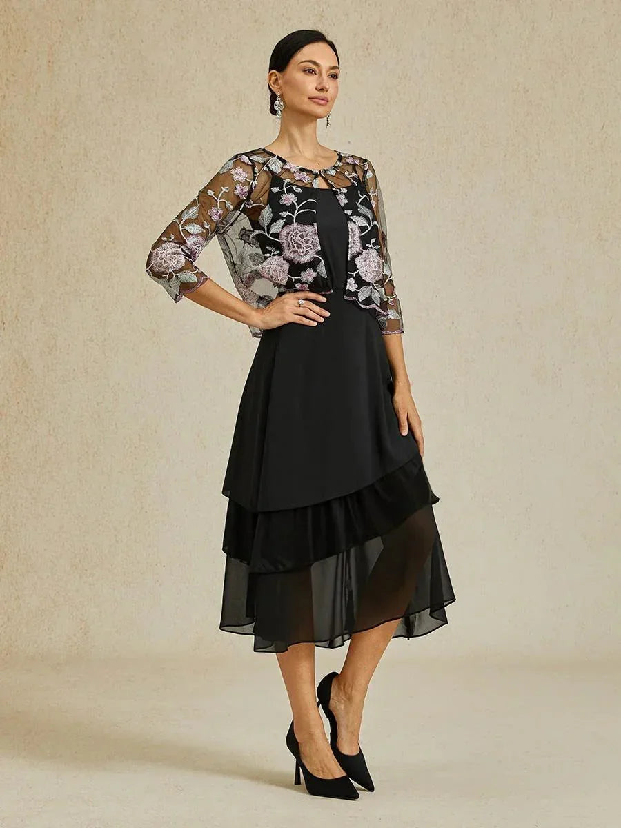 Layered Chiffon A-Line Skirt