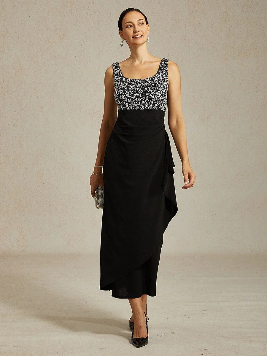 Jacquard Ruffle Ankle Length Jacket Dress