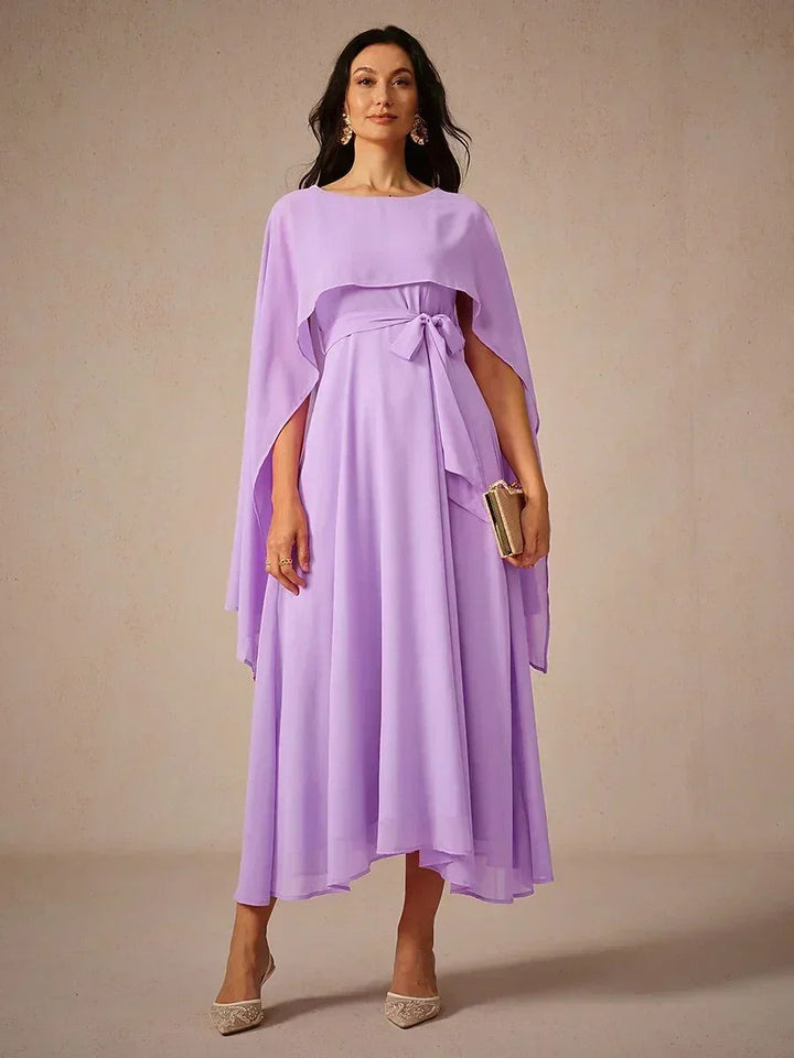 Two-Way Sheer Chiffo Cape Dress