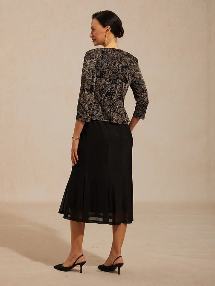 Paisley Jacket Dress with Subtle Sequin Detail