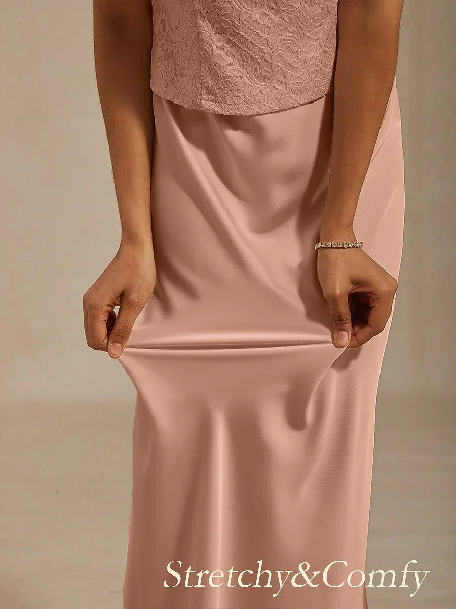 A-Line Lace Jacket Dress with Satin Slip