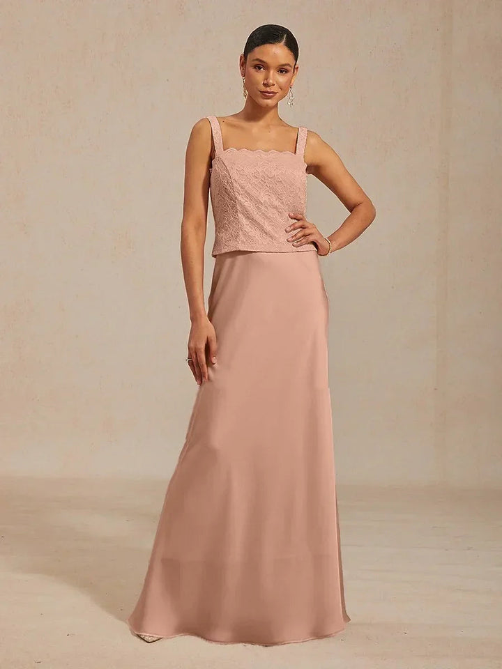A-Line Lace Jacket Dress with Satin Slip