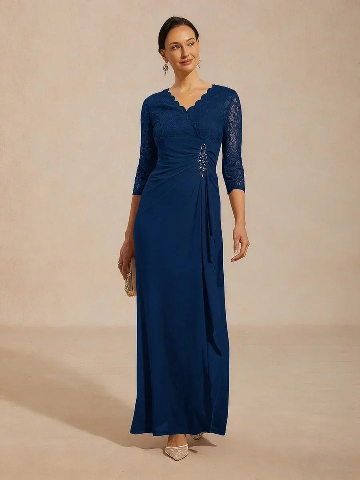 Lace A-Line Empire Waist Dress with Beaded Detail