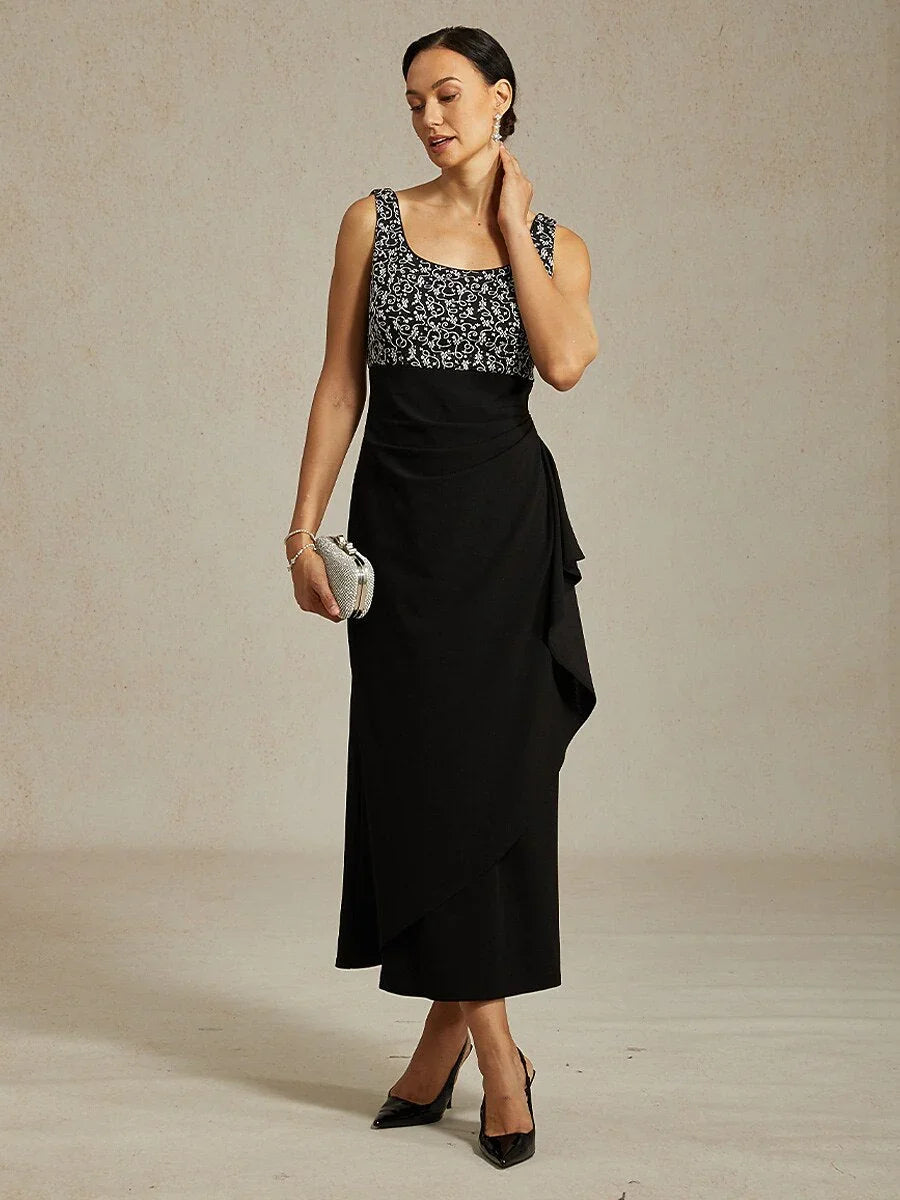 Jacquard Ruffle Ankle Length Jacket Dress