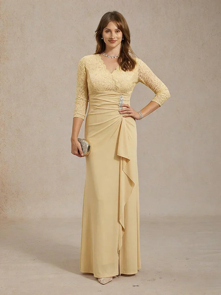 Lace A-Line Empire Waist Dress with Beaded Detail