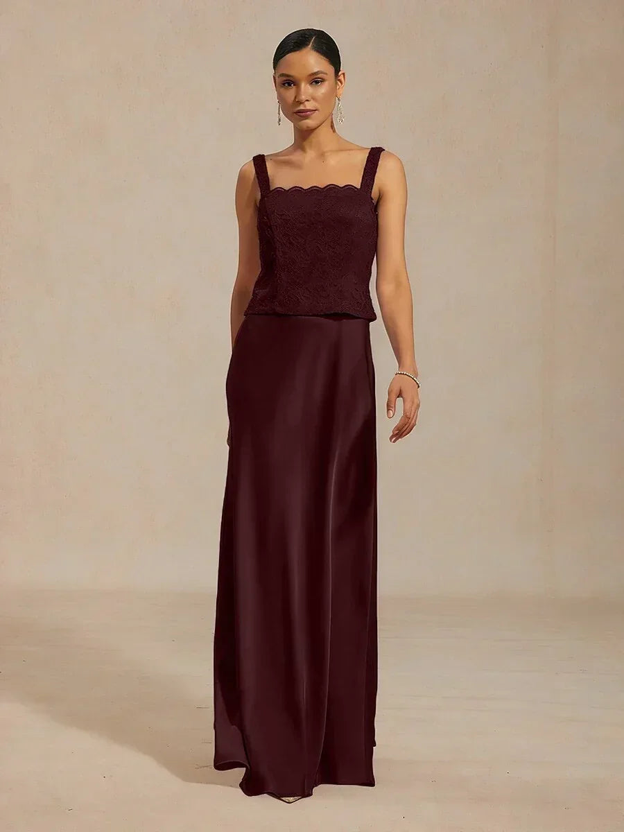 A-Line Lace Jacket Dress with Satin Slip