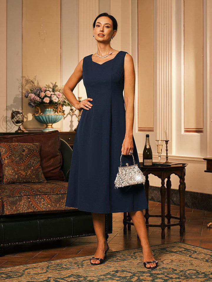 Sleeveless Sheath Midi Black Dress