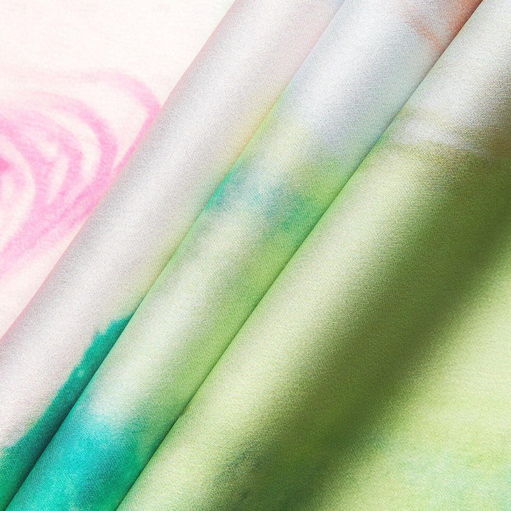 Satin Tie Dye Marble Print Maxi Dress