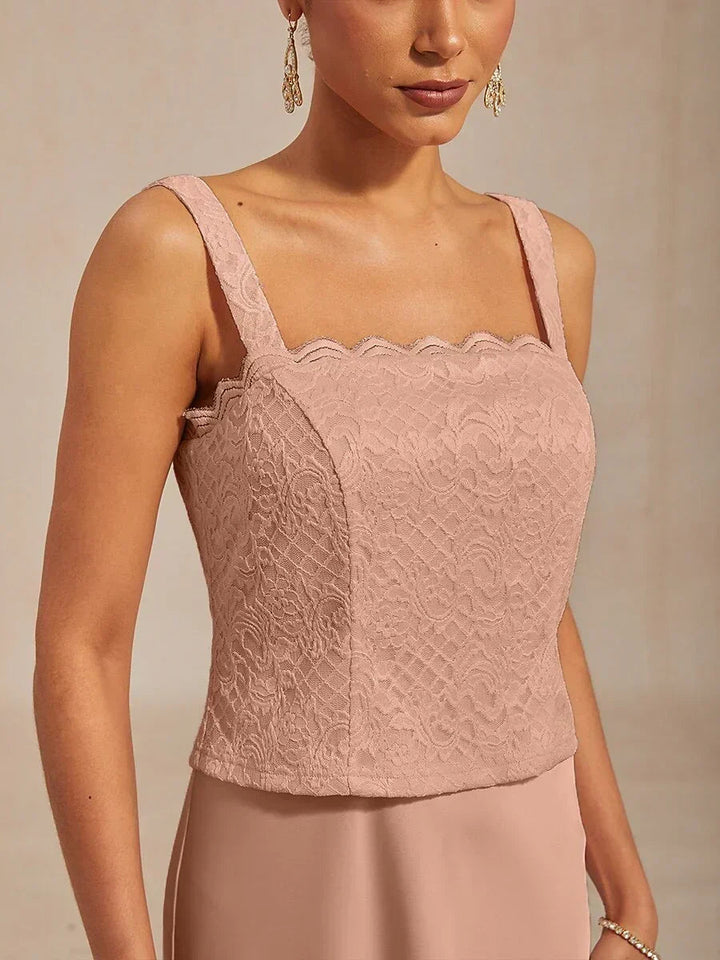 A-Line Lace Jacket Dress with Satin Slip