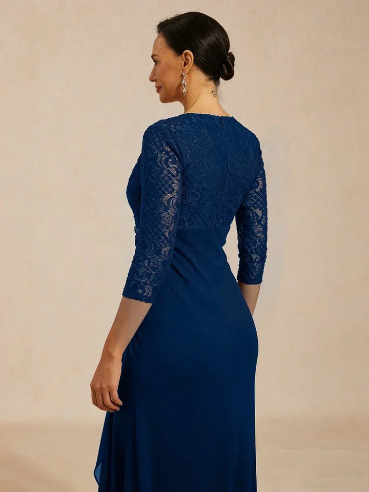 Lace A-Line Empire Waist Dress with Beaded Detail